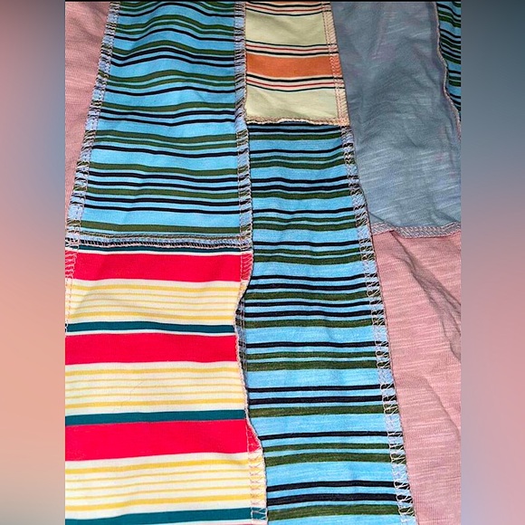 Boho Patchwork Multi Striped Drop Shoulder Fitted Stretch Jean Plus 2X New Top - Picture 11 of 13